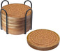 6 Pack Coasters for Drinks Absorbent, 4.3 inches Cork Coasters for Coffee Tables, Wooden Drink Coasters for Table Protection, Cute Coasters for Kitchen, Farmhouse, Bar, and Office (Dark Brown)