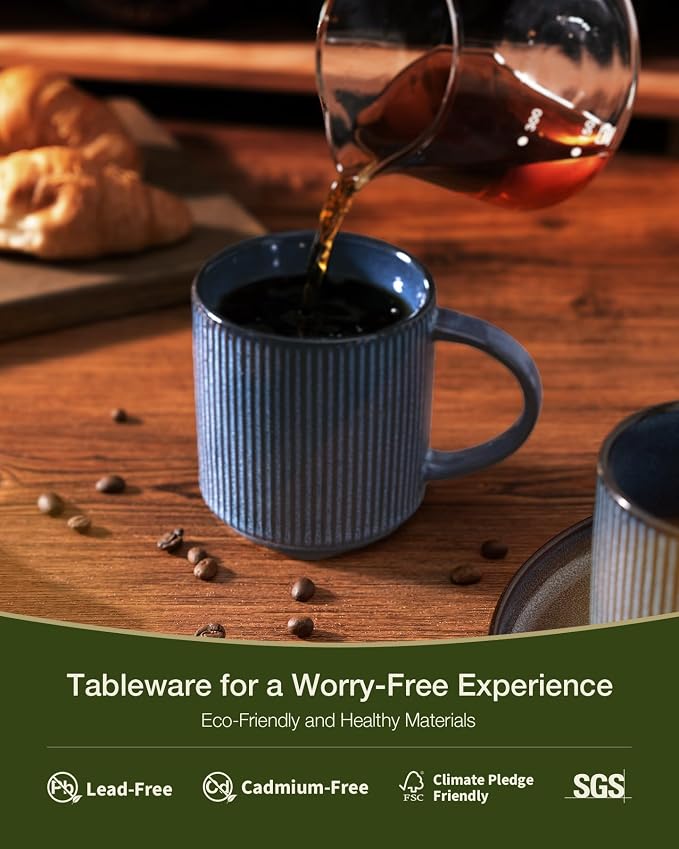 famiware Coffee Mug Set for 8, Star 12 oz Catering Mugs Cup Set - Image 2