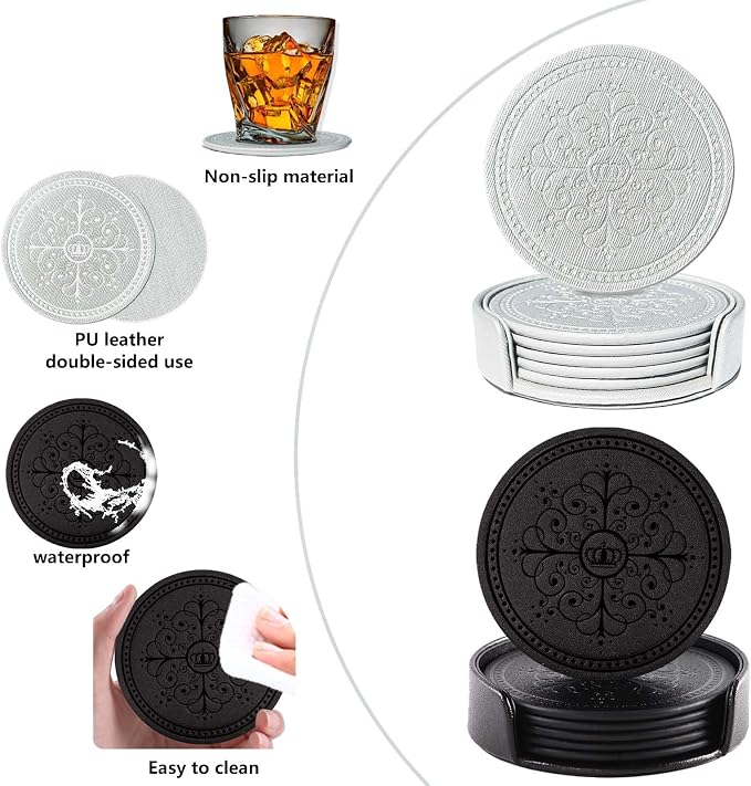 Coasters Set of 12 -- PU Leather Coasters - Image 3