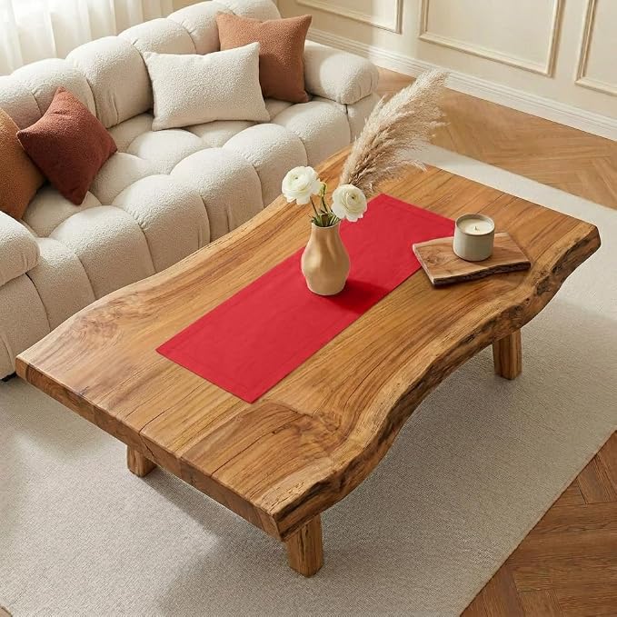 Classic Linen™ by D'Moksha Racing Red Table Runner 48 Inches, 100% Pure Linen - Image 2