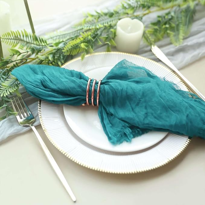 Efavormart 5 Pack 24"x19" Peacock Teal Matte Gauze Cheesecloth Napkins - Image 6