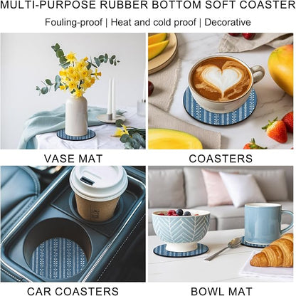 Blue Striped Coasters Set of 2, Absorbent Coasters - Image 6