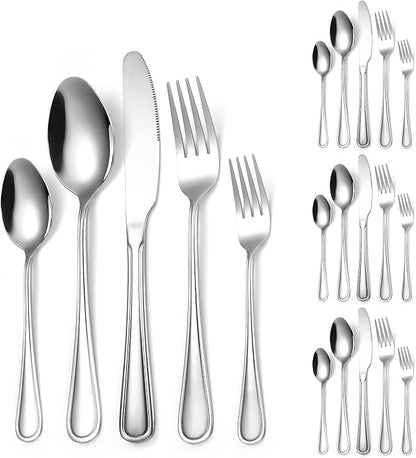 Modern Flatware Silverware Set for 4 People Kitchen Stainless Steel Cutlery 20 by A%C2%B7HOUSEWARE