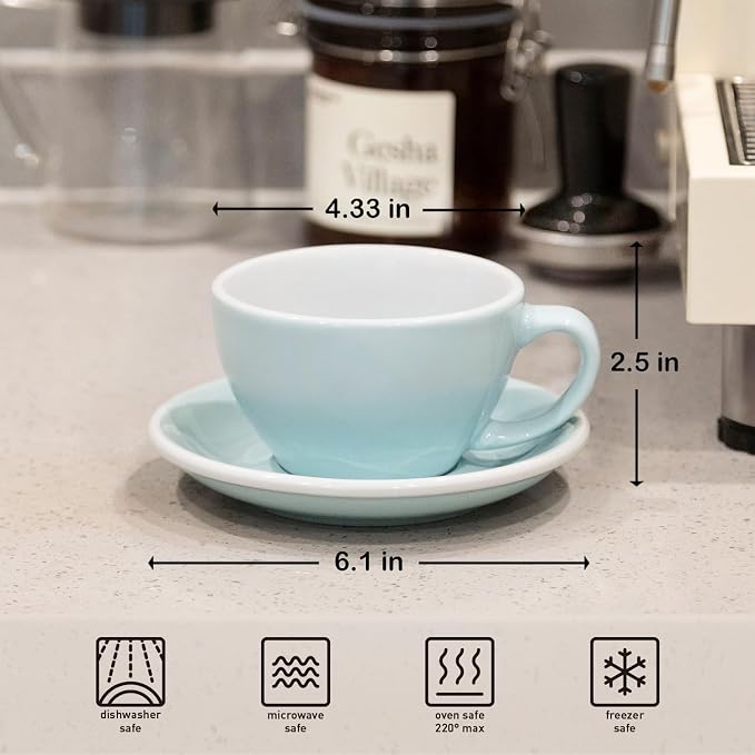 Loveramics Latte Art Mug with Saucer, 10 oz Ceramic Coffee cups with Round - Image 2