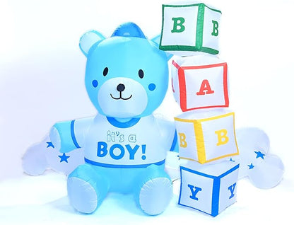 5.5Ft Inflatable Little Cub Arrival Boy Yard Garden Lawn Decoration, Outdoor Lighted Blow Up Display, Indoor Home Celebration, Birthday Party Holiday Decor Yard Prop Sign
