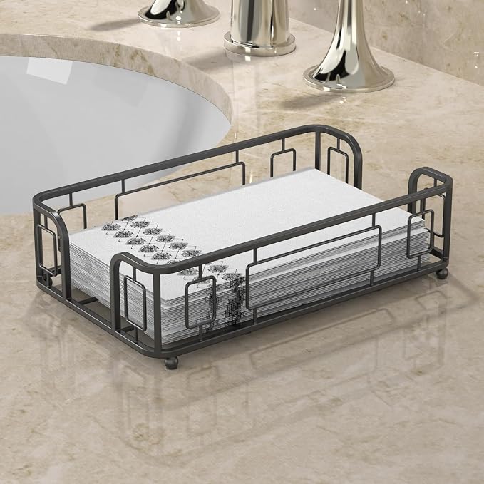Guest Towel Holder Tray for Bathroom Countertop, Powder Room & Vanity Use - Image 2