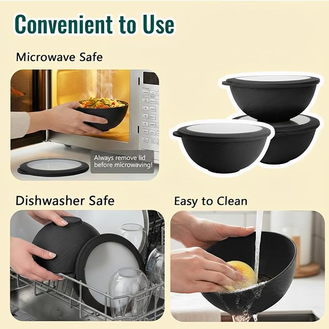 Wheat Straw Bowls Sets of 8, 40 OZ Unbreakable Salad Bowl - Image 4