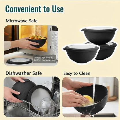 Wheat Straw Bowls Sets of 8, 40 OZ Unbreakable Salad Bowl - Image 4