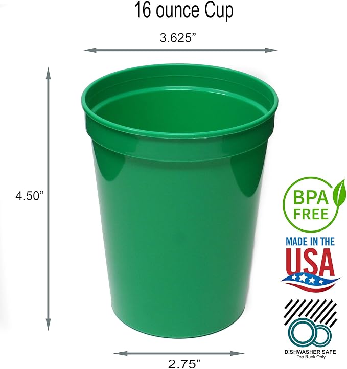 Rolling Sands 16 oz. Reusable Plastic Stadium Cups, 8 Pack, Made in USA - Image 2