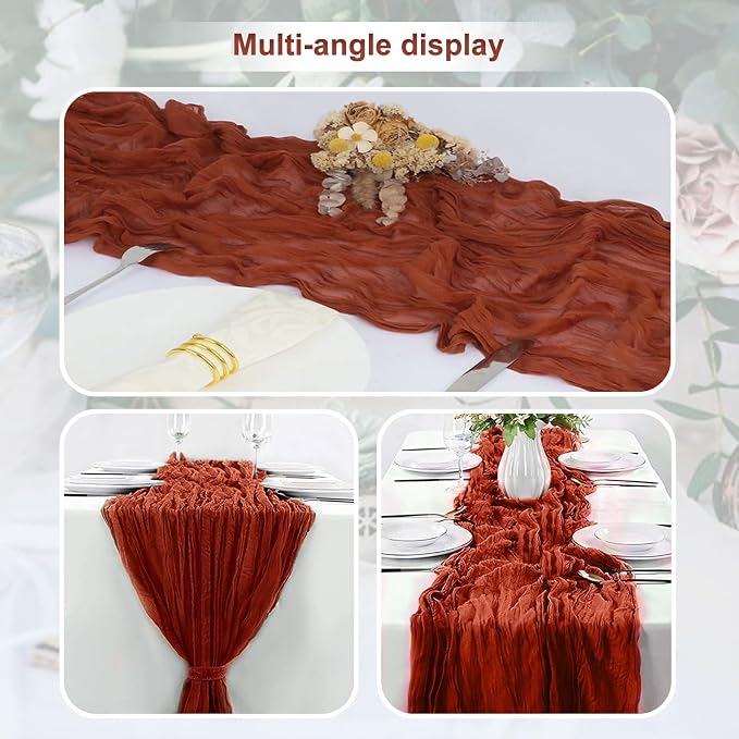 10 Pack Terracotta Christmas Cheesecloth Table Runner 35x120 Inch 10Ft Rustic - Image 5