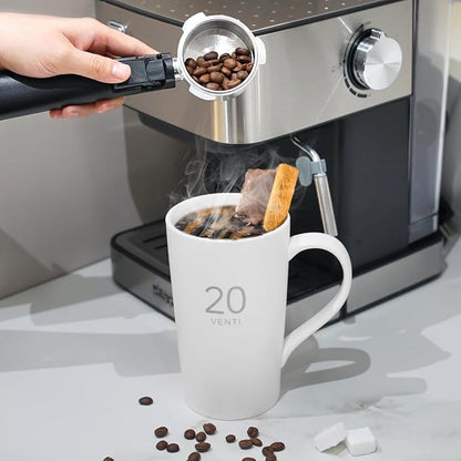Number Large Coffee Mug Set of 2, Tall White Ceramic Coffee Cup, 20 oz Mug - Image 5