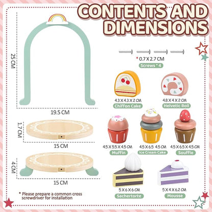 Wooden Cake Toys Tea Party Set Desserts Food Toy - Image 6