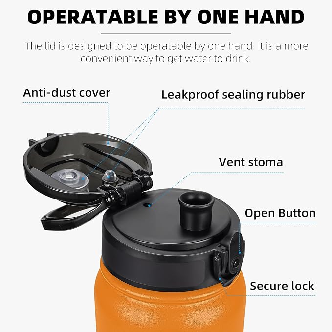 Fanhaw 32 oz Insulated Stainless Steel Water Bottle - Image 2