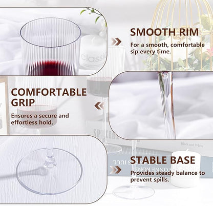 YOUBET 24Pack Plastic Ribbed Wine Glasses - Image 3