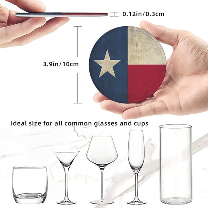 6 Pcs Texas Flag Pentagram Stars Leather Coasters - Image 8