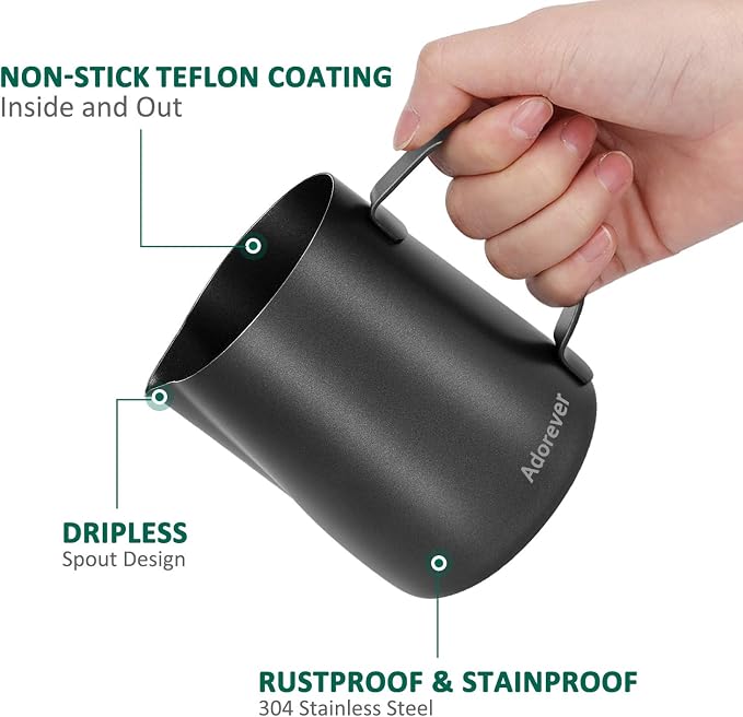 Milk Frothing Pitcher 350ml/12oz Steaming Pitchers Stainless Steel Milk Coffee - Image 2