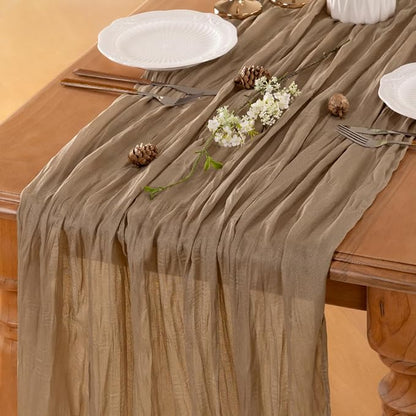Nude Cheesecloth Table Runner 120 Inches 10 Ft Gauze Table Runner | Summer Boho - Image 5