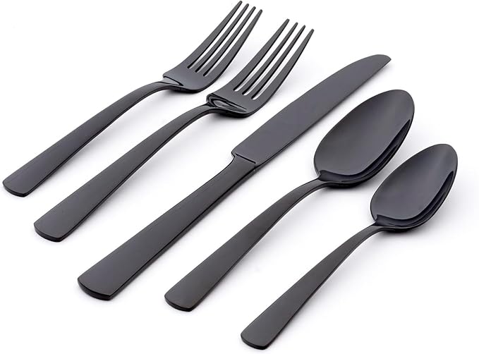 Oneida Silverware Set, Aptitude Glossy Midnight 20-Piece Flatware Set, Service - Image 3