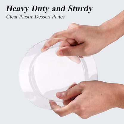 Bestluck 100PCS Clear Plastic Dessert Plates 7inch | Platos Desechables - Image 3