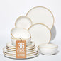 Extra Large Dinnerware Set for 12, 36 Pieces Ceramic Plates and Bowls Set, Kitchen Dish Set, Microwave & Dishwasher Safe Dishware, Ocean-Inspired Stoneware for Big Gatherings, White
