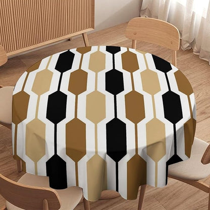 Abstract Boho Geometric Round Tablecloth, Mid Century Modern Geometric Art Retro Print Tablecloth for Home Party Dining Room Kitchen Decor 36Inch(90cm)