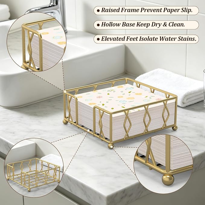 Gold Metal Napkin Holder for Table - Image 3