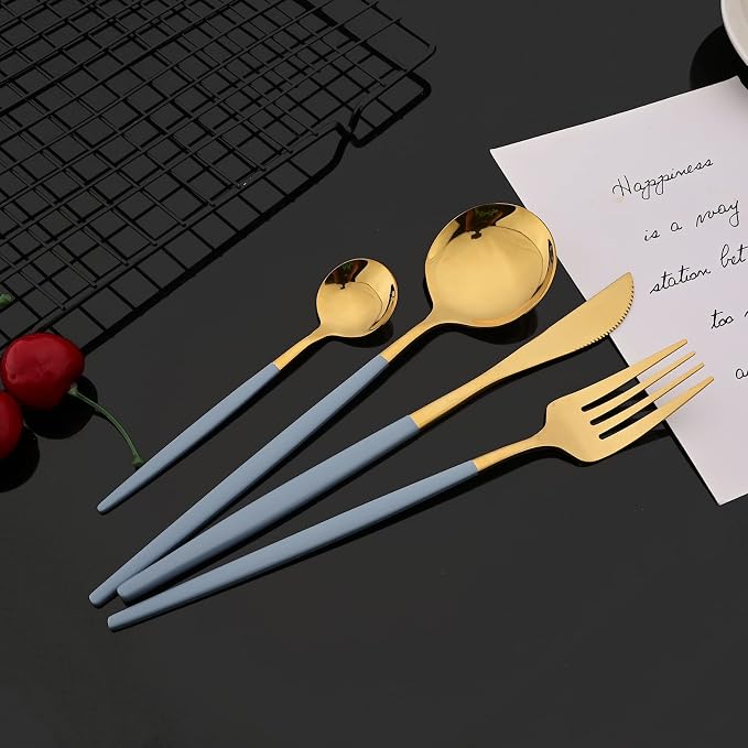 JASHII Flatware Set 24 Piece, Stainless Steel Silverware Set, Macaron Small - Image 4