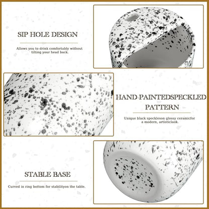 Ceramic Coffee Mug with Sip Hole 10 oz Speckled Pattern Coffee Cup Retro Hand - Image 3