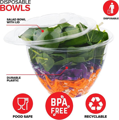 Plastic Bowls with Lids 48 Oz. Disposable To-Go Containers – Large Airtight - Image 3