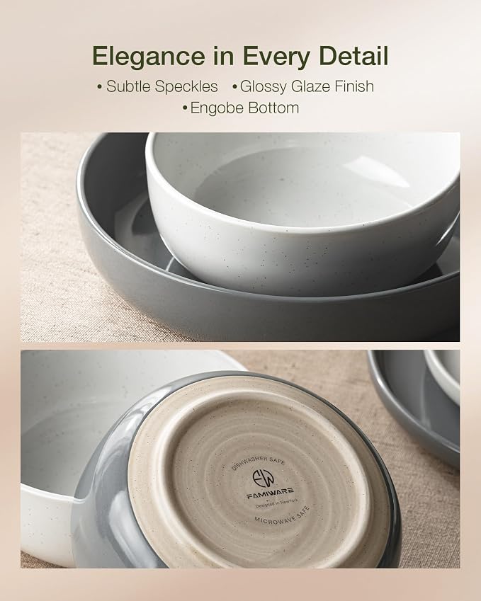 Famiware Milkyway 12-Piece Stoneware Dinnerware Set, Dishes Set - Image 8