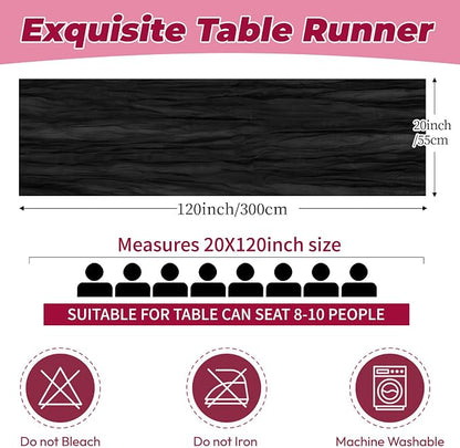 6 Pack Black Cheesecloth Table Runner 20 x 120 Inch Gauze Table Runner Fabric - Image 2