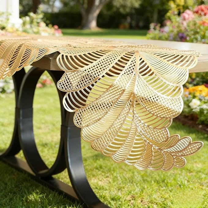 FAVE Table Runner 36 Inches Vinyl Golden Table Runner | Heat Resistant Table - Image 7