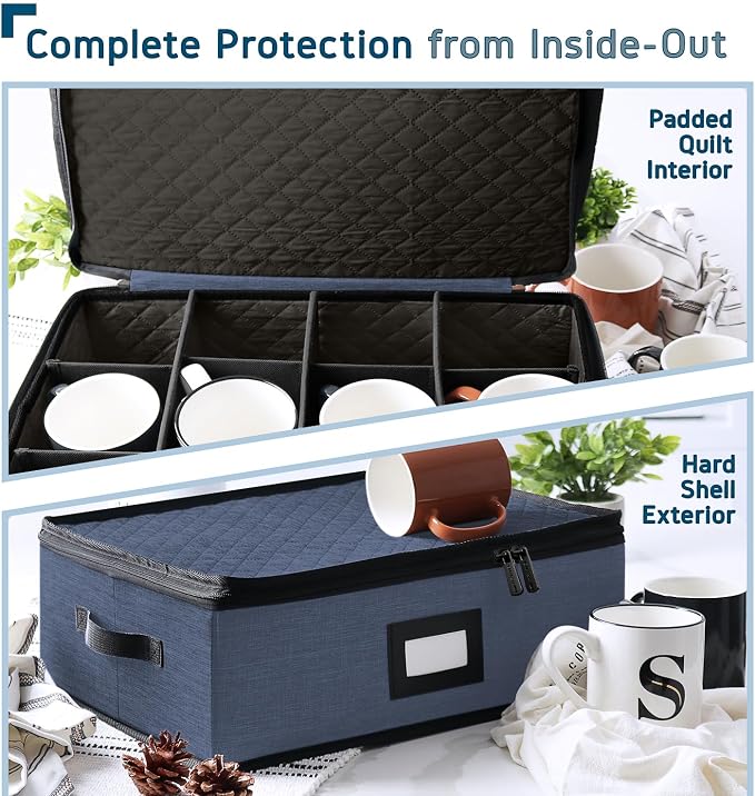 Hearth & Harbor Coffee Mug Storage, Quilted and Stackable Coffee Cup Storage - Image 5