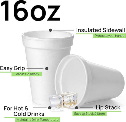 Shop Square 16 Oz Disposable Foam Cups, Made in the USA, To-Go Cups - Image 2