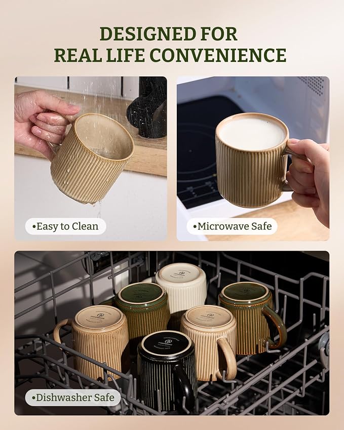 famiware Coffee Mug Set for 4, Star 12 oz Catering Mugs Cup Set - Image 7