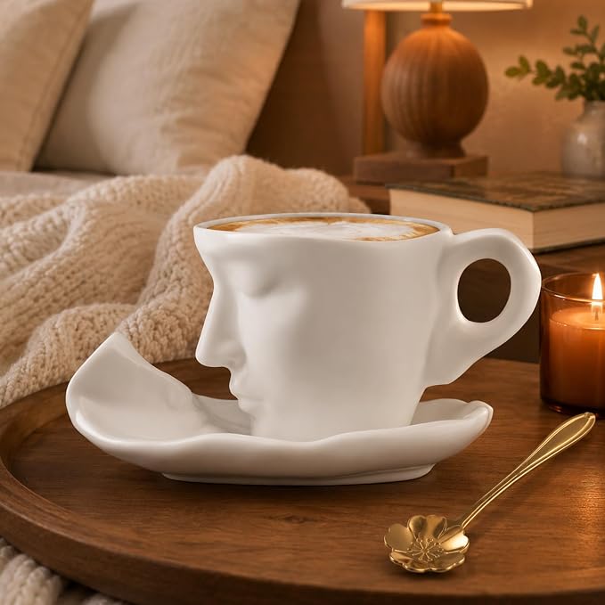 oliruim White Coffee Cup and Saucer Set - Image 7