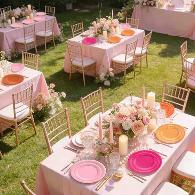 180pcs Pink and Orange Party Decorations, Serves 60 | Sunset Tropical Pink - Image 6