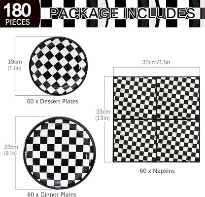 180Pcs Race Car Party Supplies Paper Plates and Napkins Serve 60 | Disposable - Image 2