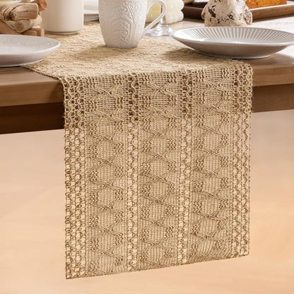 MLMW Boho Table Runner 60 inches Small Coffee Table Runner Rustic Burlap - Image 7
