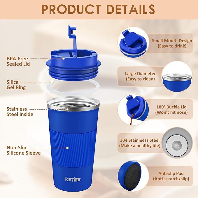 KETIEE Travel Coffee Mug 12oz: Insulated Travel Mug - Image 3