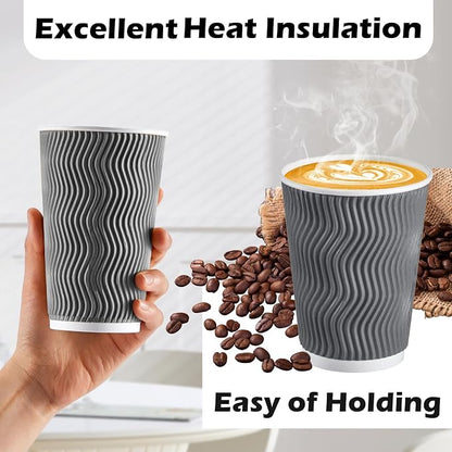Lamosi 500 Count 8 oz Insulated Coffee Cups, Disposable Paper Cups No Lids | - Image 4