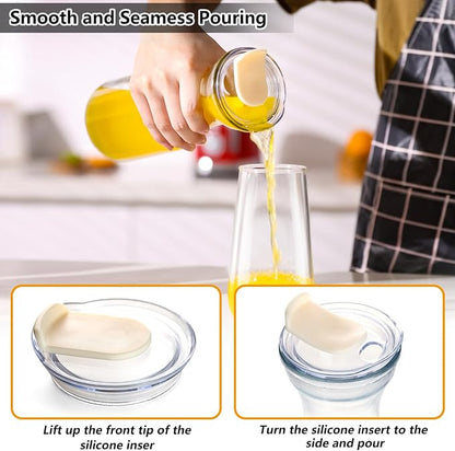 Set of 4 Glass Carafes with Flip Top Lids – Clear Glass Water Pitchers and - Image 3