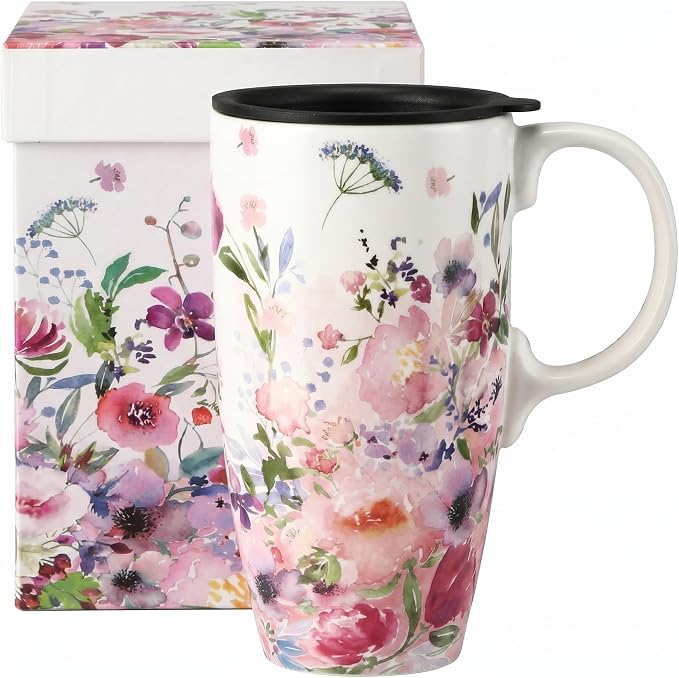 Topadorn 17oz Floral Ceramic Coffee Mug by Topadorn