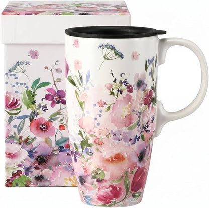 Topadorn 17oz Floral Ceramic Coffee Mug by Topadorn
