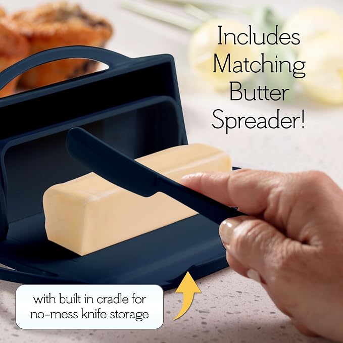 Flip Top Butter Dish with Attached Lid & Matching Knife, 2 Pack - Image 3
