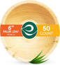 ECO SOUL 100% Compostable, Biodegradable, Disposable Palm Leaf Bowls |6 inch, 16oz, pack of 50 (Round) | Like Bamboo Bowls, Eco-friendly | Sturdy, Microwave & Oven Safe