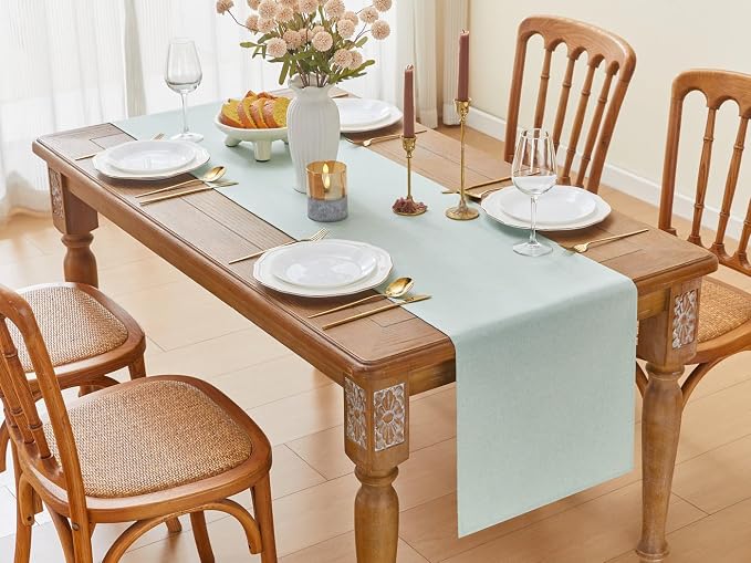 YATOJUZI Light Mint Green Table Runner Seasonal Spring Summer Kitchen Dining - Image 6