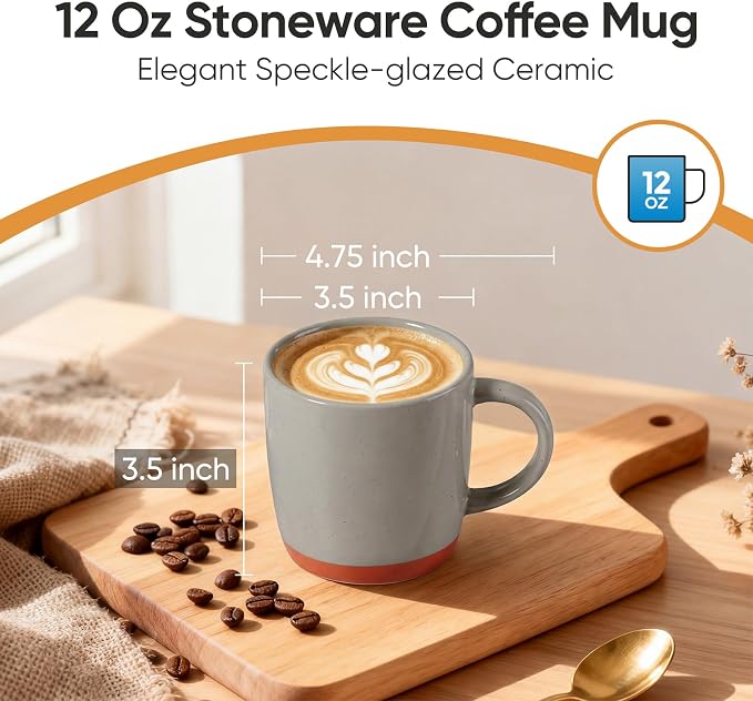 E-far Ceramic Coffee Mug Set of 4, 12oz Stoneware Coffee Cup - Image 2