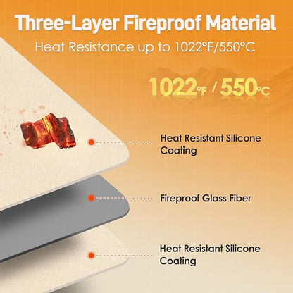 Heat Resistant Mat for Air Fryer, 15 x 18in Heat Resistant Mat for Countertop, Fireproof Silicone Countertop Protector Appliance Slider for Air Fryer, Coffee Maker, Toaster, Oven - Khaki