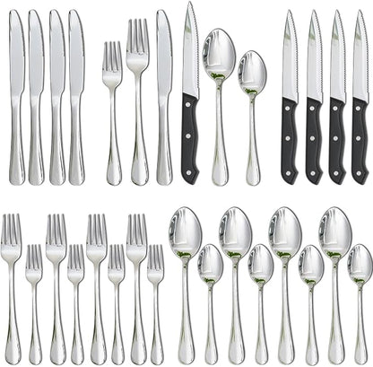 Astercook Silverware Set with Steak Knives 24-Piece Flatware Set by Astercook